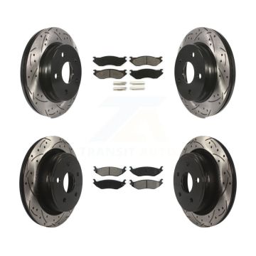 Front Rear Coated Drilled Slot Disc Brake Rotors Semi-Metallic Pad Kit For Dodge Ram 1500 KDS-100224