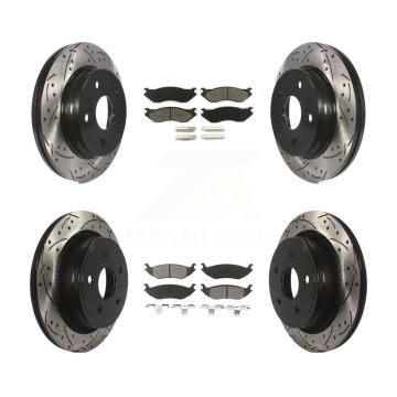Front Rear Drilled Slot Disc Brake Rotor Semi-Metallic Pad Kit For Dodge Ram 1500 Durango KDS-100225