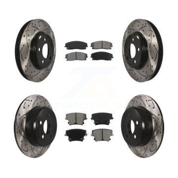 Front Rear Drilled Slot Brake Rotors Semi-Metallic Pad Kit For Dodge Charger Chrysler 300 KDS-100226