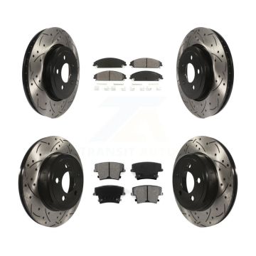 Front Rear Drilled Slot Brake Rotors Semi-Metallic Pad Kit For Dodge Charger Chrysler 300 KDS-100229