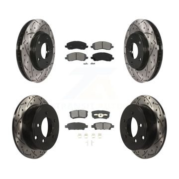 Front Rear Drill Slot Disc Brake Rotors Semi-Metallic Pad Kit For Mitsubishi Lancer Dodge KDS-100231
