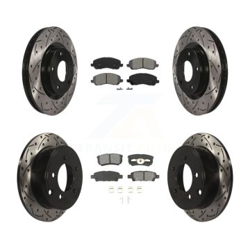 Front Rear Drilled Slot Brake Rotors Semi-Metallic Pad Kit For Jeep Patriot Compass Dodge KDS-100233