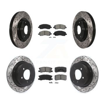 Front Rear Drill Slot Brake Rotor Semi-Metallic Pad Kit For Jeep Mitsubishi Patriot Dodge KDS-100234