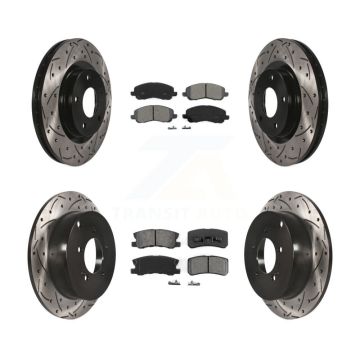 Front Rear Drilled Slot Disc Brake Rotor & Semi-Metallic Pad Kit For Mitsubishi Outlander KDS-100236