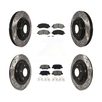 Front Rear Drill Slot Disc Brake Rotor Semi-Metallic Pad Kit For Mitsubishi RVR Outlander KDS-100237
