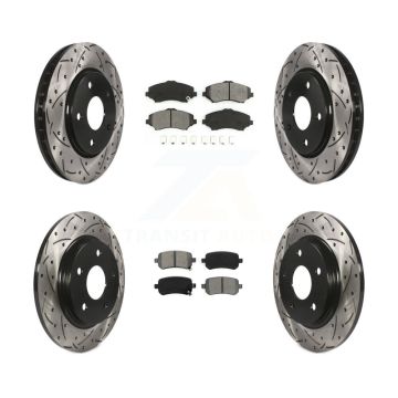 Front Rear Drill Slot Brake Rotor Semi-Metallic Pad Kit For Dodge Grand Caravan Journey & KDS-100239