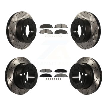 Front Rear Drill Slot Disc Brake Rotor Semi-Metallic Pad Kit For Ram 3500 2500 1500 Dodge KDS-100240