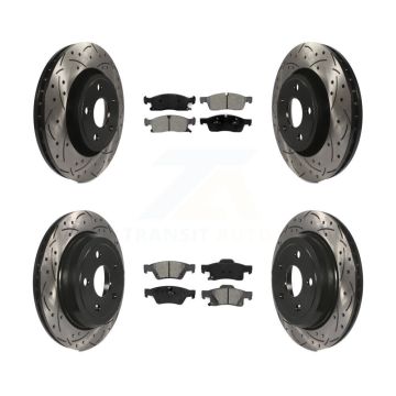Front Rear Drilled Slot Disc Brake Rotor Semi-Metallic Pad Kit For Jeep Grand Cherokee WK KDS-100242