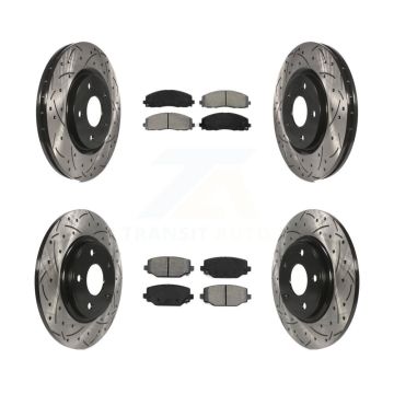 Front Rear Drill Slot Brake Rotor Semi-Metallic Pad Kit For Dodge Grand Caravan Journey & KDS-100243