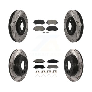 Front Rear Drilled Slot Disc Brake Rotor & Semi-Metallic Pad Kit For 2013-2016 Dodge Dart KDS-100244