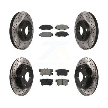 Front Rear Drill Slot Brake Rotor Semi-Metallic Pad Kit For 2014-2015 Honda Civic Touring KDS-100248