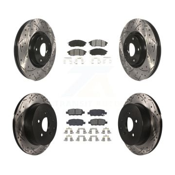 Front Rear Drilled Slot Brake Rotor Semi-Metallic Pad Kit For Nissan Murano INFINITI QX70 KDS-100255