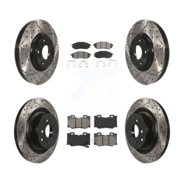 Front Rear Coated Drilled Slotted Disc Brake Rotors Semi-Metallic Pad Kit For Nissan 370Z KDS-100257
