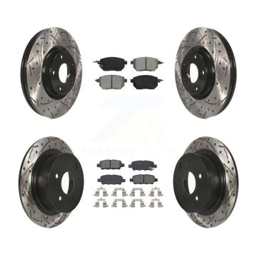Front Rear Drilled Slot Disc Brake Rotor & Semi-Metallic Pad Kit For Nissan Altima Maxima KDS-100258