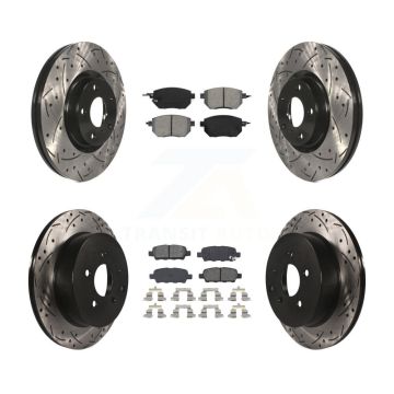 Front Rear Coated Drilled Slot Disc Brake Rotor & Semi-Metallic Pad Kit For Nissan Murano KDS-100259