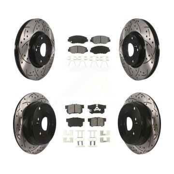 Front Rear Drilled Slot Disc Brake Rotor & Semi-Metallic Pad Kit For 2005-2006 Honda CR-V KDS-100261
