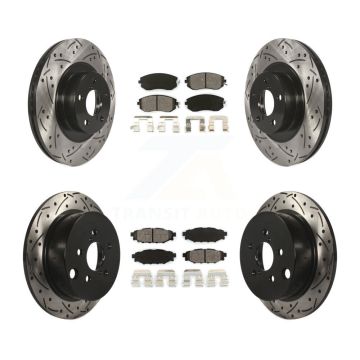 Front Rear Drill Slot Brake Rotors Semi-Metallic Pad Kit For Subaru Forester XV Crosstrek KDS-100266