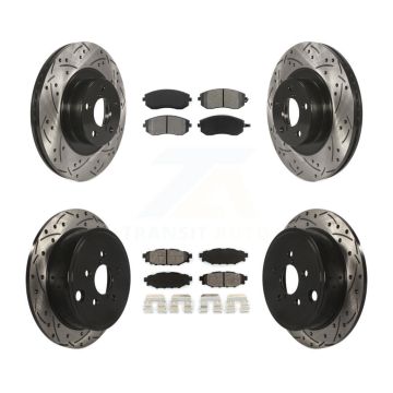 Front Rear Drill Slot Disc Brake Rotors Semi-Metallic Pad Kit For Subaru Outback Forester KDS-100267