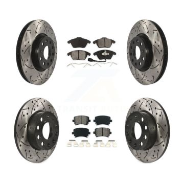 Front Rear Drilled Slot Disc Brake Rotor & Semi-Metallic Pad Kit For 2008 Audi A3 Quattro KDS-100269