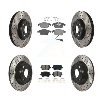 Front Rear Drilled Slot Brake Rotor & Semi-Metallic Pad Kit For Volkswagen Tiguan Audi Q3 KDS-100274