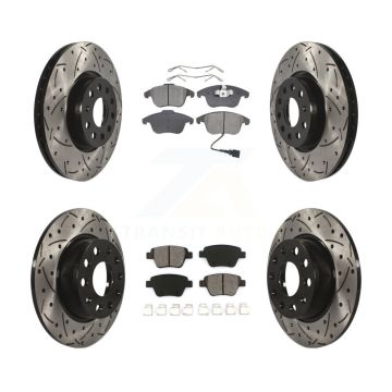 Front Rear Drilled Slot Brake Rotor Semi-Metallic Pad Kit For 2012-2014 Volkswagen Passat KDS-100275