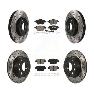Front Rear Drilled Slot Brake Rotors Semi-Metallic Pad Kit For Volkswagen Jetta 1.8L/1.4L KDS-100278