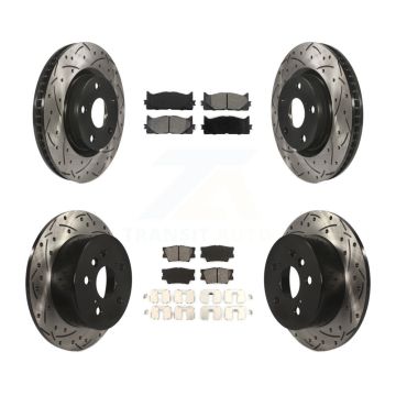 Front Rear Drill Slot Disc Brake Rotor Semi-Metallic Pad Kit For Toyota Camry Lexus ES350 KDS-100284