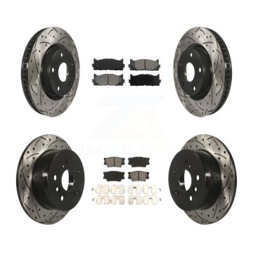 Front Rear Drill Slot Disc Brake Rotor Semi-Metallic Pad Kit For Toyota Camry Lexus ES350 KDS-100285