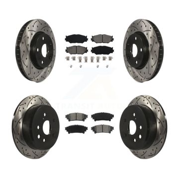 Front Rear Drilled Slot Brake Rotor & Semi-Metallic Pad Kit For Lexus IS250 Base with RWD KDS-100288