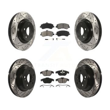 Front Rear Drilled Slot Brake Rotor Semi-Metallic Pad Kit For Mercedes-Benz GLK350 GLK250 KDS-100292