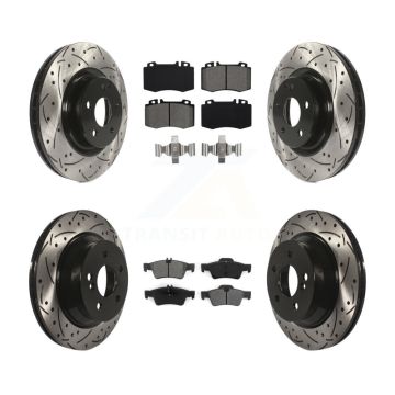 Front Rear Drilled Slot Brake Rotor Semi-Metallic Pad Kit For Mercedes-Benz CLS550 CLS500 KDS-100293