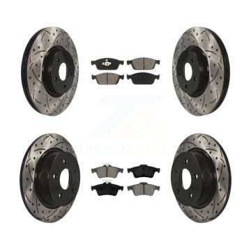 Front Rear Drilled Slot Brake Rotor Semi-Metallic Pad Kit For Ford Escape Transit Connect KDS-100295