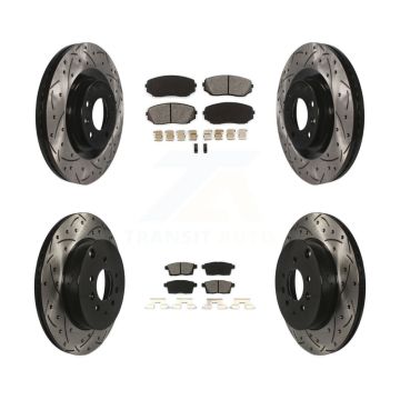 Front Rear Drilled Slot Disc Brake Rotor & Semi-Metallic Pad Kit For 2007-2015 Mazda CX-9 KDS-100298
