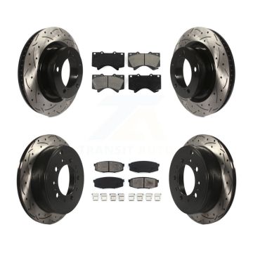 Front Rear Drilled Slot Brake Rotor Semi-Metallic Pad Kit For Toyota Tundra Sequoia Lexus KDS-100299