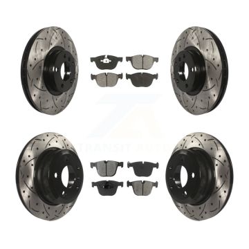 Front Rear Drilled Slot Brake Rotor Semi-Metallic Pad Kit For BMW X6 xDrive35i From 10 08 KDS-100302