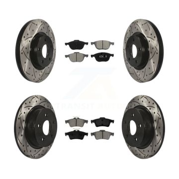 Front Rear Coated Drill Slot Disc Brake Rotor Semi-Metallic Pad Kit For Ford Escape C-Max KDS-100303