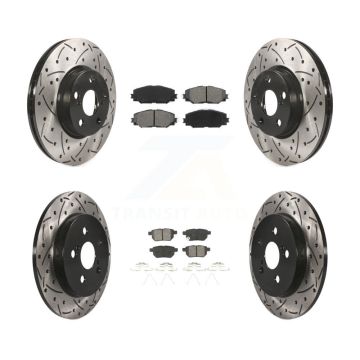 Front Rear Drill Slot Brake Rotor Semi-Metallic Pad Kit For Toyota Corolla Matrix Pontiac KDS-100309