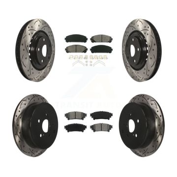 Front Rear Drill Slot Disc Brake Rotor Semi-Metallic Pad Kit For Toyota Sienna Highlander KDS-100310