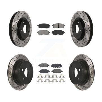Front Rear Drill Slot Brake Rotors Semi-Metallic Pad Kit For 2007-2012 Nissan Sentra SE-R KDS-100312
