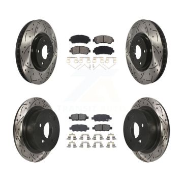 Front Rear Drilled Slot Brake Rotor & Semi-Metallic Pad Kit For Nissan Sentra SE-R Spec V KDS-100313