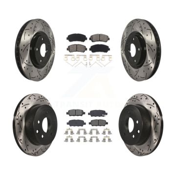 Front Rear Drilled Slot Brake Rotors Semi-Metallic Pad Kit For 14-17 Nissan Juke Nismo RS KDS-100314
