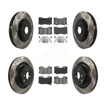 Front Rear Drilled Slot Brake Rotors Semi-Metallic Pad Kit For 2009-2013 INFINITI G37 RWD KDS-100317