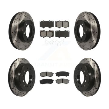 Front Rear Drilled Slot Brake Rotor Semi-Metallic Pad Kit For 2010-2014 Toyota FJ Cruiser KDS-100321