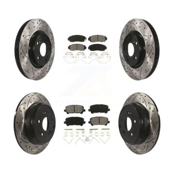 Front Rear Drill Slot Disc Brake Rotors Semi-Metallic Pad Kit For 2011-2014 Honda Odyssey KDS-100324