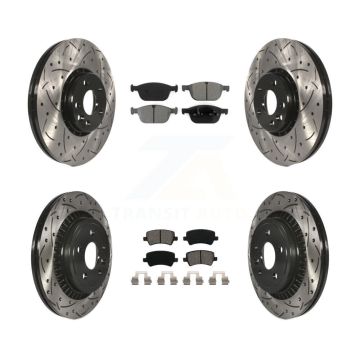 Front Rear Drilled Slot Disc Brake Rotor & Semi-Metallic Pad Kit For 2010-2015 Volvo XC60 KDS-100327