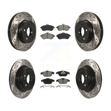 Front Rear Drill Slot Disc Brake Rotors Semi-Metallic Pad Kit For Mercedes-Benz C250 C230 KDS-100329