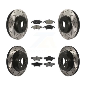 Front Rear Drill Slot Disc Brake Rotors Semi-Metallic Pad Kit For Mercedes-Benz E350 E400 KDS-100333