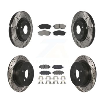 Front Rear Coat Drill Slot Disc Brake Rotors Semi-Metallic Pad Kit For Nissan Sentra Juke KDS-100335