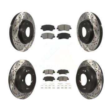 Front Rear Drill Slot Brake Rotors Semi-Metallic Pad Kit For Hyundai Elantra GT Kia Forte KDS-100337
