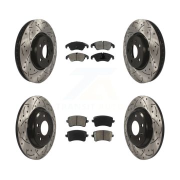 Front Rear Drill Slot Brake Rotor Semi-Metallic Pad Kit For Audi Q5 A4 Quattro A5 allroad KDS-100340